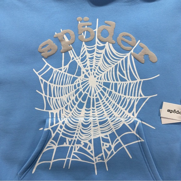 Sp5der OG Web V2 Hoodie ‘Dusty Blue’ - Picture 4 of 6